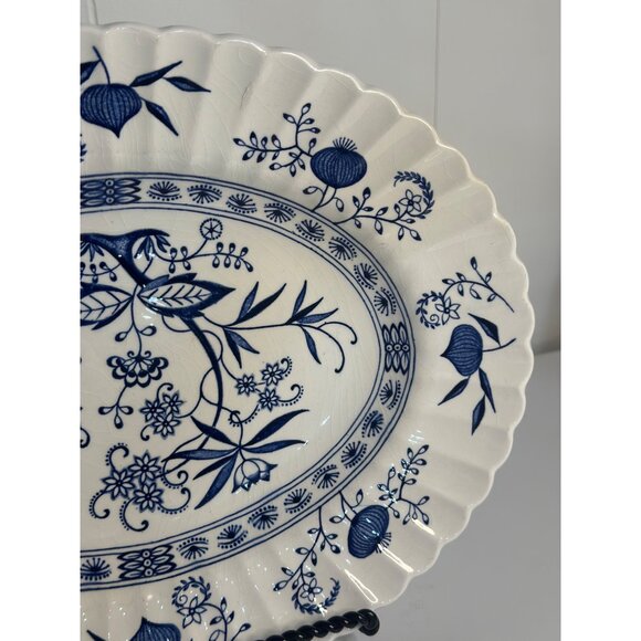 Vintage J&G Meakin "Blue Nordic" 12" Oval Serving Platter – Ironstone, England - Picture 5 of 9